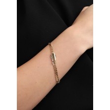 Sembol Gold Gurmet Bileklik İtaly Kilit Taşsız 19 cm En 5 mm