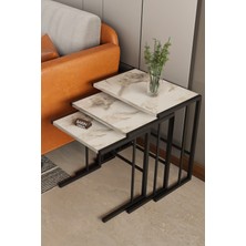 Barin Design C Zigon Sehpa – 3'lü Modern Metal Yan Sehpa, Laptop Masası ve Koltuk Yanı Kahve Sehpası