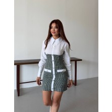 Nidam Butik Kadın Uzun Kollu Cep ve Düğme Detay Mini Gömlek Elbise