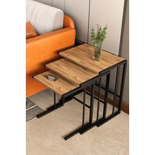 Barin Design C Zigon Sehpa – 3'lü Modern Metal Yan Sehpa, Laptop Masası ve Koltuk Yanı Kahve Sehpası