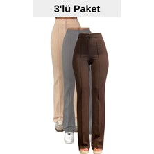 Thiff Krep Kumaş Likralı Kadın Palazzo Pantolon 3'lü Set