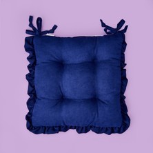 Evidea Soft Nora Sandalye Minderi - Lacivert / Beyaz - 40X40 cm