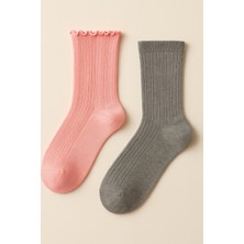 Kadın 2'li Soket Çorap Çok Renkli