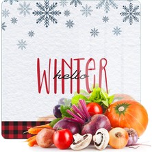 Decovetro Cam Kesme Tahtası ve Sunumluk Kare Christmas Winter Yılbaşı Desenli 30 x 30 cm