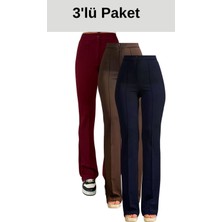 Thiff Krep Kumaş Likralı Kadın Palazzo Pantolon 3'lü Set