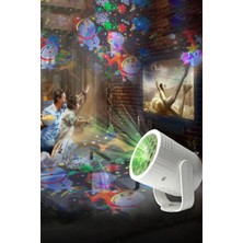 Exenar Çocuklar Için Yılbaşı Figürlü Projeksiyon Gece Lambası LED Noel Projektör