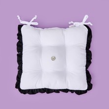 Evidea Soft Nora Sandalye Minderi - Beyaz / Siyah - 40X40 cm