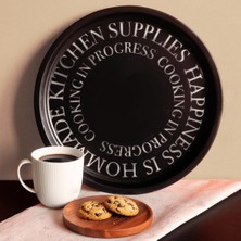 Sarkap Home Dekoratif Metal Tepsi - Siyah & Beyaz