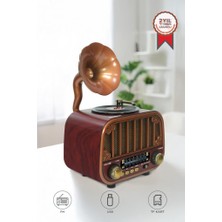 Torima Bluetooh Hoparlör Nostaljik Radyo AUX USB TF Destekli Speaker D76 Koyu Kahve