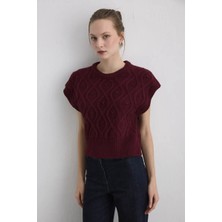 Gusto Bisiklet Yaka Triko Süveter - Mürdüm