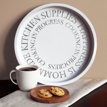 Sarkap Home Dekoratif Metal Tepsi - Beyaz & Silver