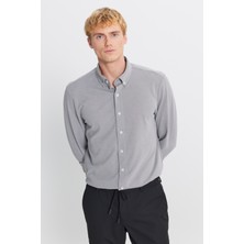 Altınyıldız Classics Pamuklu Tailored Slim Fit Dar Kesim Düğmeli Yaka Örme Gömlek