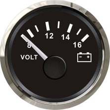 Erol Marin Tekne ve Karavan Voltmetre Göstergesi, Siyah, 12V, 55MM