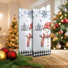 Decovetro Cam Kahve Sofra Sunum Tablası 2'li Set Winter Yılbaşı Desenli 30 x 15 cm