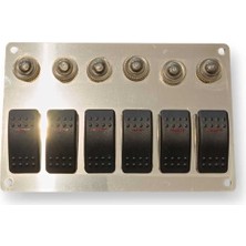 Erol Marin  Krom 6'lı Swıtch Panel Otomatik Sigortalı ve Işıklı 120MM x 185MM