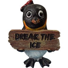 Hureggo Vintage ''dreak The Ice''temalı Polyester Mini Penguen Biblo  & 9 cm