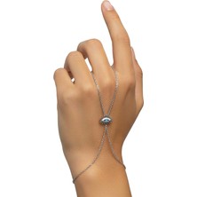 Shiny Spectra Gümüş Şahmeran Mavi Taşlı Göz 925 Ayar Sarı Renk