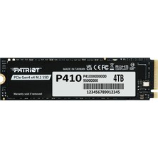 Patriot Patrıot P410 4tb 5000/4500MB/S M2 Pcıe Gen4 Nvme SSD P410P4TBM28H