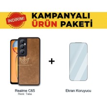 Techno Guru Realme C65 Ikili Ekonomik Koruma Paketi Aras Deri Kılıf + Temperli Ekran Koruyucu