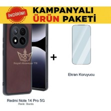Royal Case Redmi Note 14 Pro 5g Suni Deri Kılıf ve Temperli Ekran Koruyucu Koruma Paketi Ryc/aras+Cam