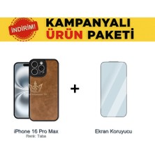 Techno Guru iPhone 16 Pro Max Ikili Ekonomik Koruma Paketi Aras Deri Kılıf + Temperli Ekran Koruyucu