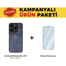 Techno Guru General Mobile Era 50 Ikili Ekonomik Koruma Paketi Aras Deri Kılıf + Temperli Ekran Koruyucu