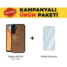 Royal Case Samsung Galaxy A25 5g Suni Deri Kılıf ve Temperli Ekran Koruyucu Koruma Paketi Ryc/aras+Cam