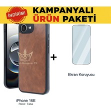 Techno Guru iPhone 16E Ikili Ekonomik Koruma Paketi Aras Deri Kılıf + Temperli Ekran Koruyucu