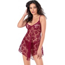 Venüs Shopping Arias Closet Bordo Kısa Tül Gecelik