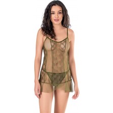 Venüs Shopping Arias Closet Haki Kısa Tül Gecelik