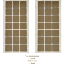 Kare Koyu Kahve 30x30 mm 2 Paket Yapışkanlı Sandalye Koltuk Mobilya Ayak Keçesi Zemin Koruyucu Keçe