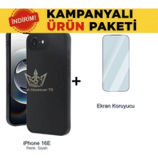 Royal Case iPhone 16E Suni Deri Kılıf ve Temperli Ekran Koruyucu Koruma Paketi Ryc/aras+Cam