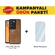 Royal Case Vivo V30 Lite 4g Suni Deri Kılıf ve Temperli Ekran Koruyucu Koruma Paketi Ryc/aras+Cam
