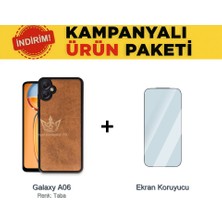 Techno Guru Samsung Galaxy A06 Ikili Ekonomik Koruma Paketi Aras Deri Kılıf + Temperli Ekran Koruyucu