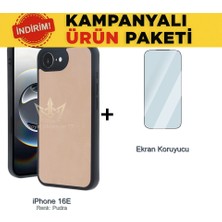 Techno Guru iPhone 16E Ikili Ekonomik Koruma Paketi Aras Deri Kılıf + Temperli Ekran Koruyucu