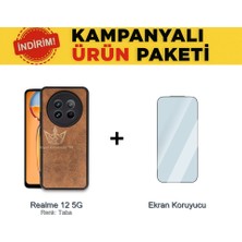 Realme 12 5g Ikili Ekonomik Koruma Paketi Aras Deri Kılıf + Temperli Ekran Koruyucu