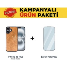 Techno Guru iPhone 16 Plus Ikili Ekonomik Koruma Paketi Aras Deri Kılıf + Temperli Ekran Koruyucu