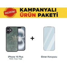 Techno Guru iPhone 16 Plus Ikili Ekonomik Koruma Paketi Aras Deri Kılıf + Temperli Ekran Koruyucu