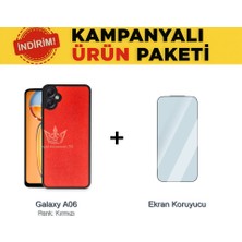 Techno Guru Samsung Galaxy A06 Ikili Ekonomik Koruma Paketi Aras Deri Kılıf + Temperli Ekran Koruyucu