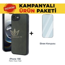Royal Case iPhone 16E Suni Deri Kılıf ve Temperli Ekran Koruyucu Koruma Paketi Ryc/aras+Cam