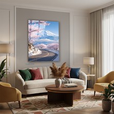 Tablonhazır Dikey Cam Tablo Salon Duvar Tablosu Dikey Cam Fujiye Giden Yol Yeni Ev Hediyesi Ofis Tablosu