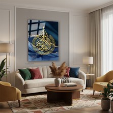 Tablonhazır Dikey Cam Tablo Salon Duvar Tablo Dikey Cam Ayetel Kursi Mermergorunumlu Ev Hediyesi Ofis Tablo