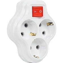 Storemax 3lü Anahtarlı, Üçlü Topraklı Priz Duvar Tipi Çoklayıcı Fiş, 16A 250 Volt, Max 3600 Watt (Beyaz)