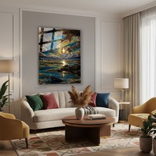 Tablonhazır Dikey Cam Tablo Salon Duvar Tablosu Dikey Cam Fantastik Gokyuzu Yeni Ev Hediyesi Ofis Tablosu