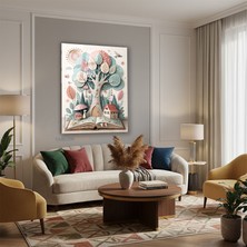 Tablonhazır Dikey Cam Tablo Salon Duvar Tablosu Dikey Cam Kitap Dünyasi Yeni Ev Hediyesi Ofis Tablosu
