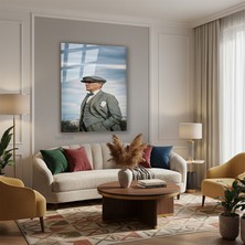 Tablonhazır Dikey Cam Tablo Salon Duvar Tablosu Dikey Cam Atatürk 24 Yeni Ev Hediyesi Ofis Tablosu