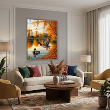 Dikey Cam Tablo Salon Duvar Tablosu Dikey Cam Goldeki Ordekler Yeni Ev Hediyesi Ofis Tablosu