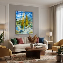 Tablonhazır Dikey Cam Tablo Salon Duvar Tablosu Dikey Cam Vangogh 73 Yeni Ev Hediyesi Ofis Tablosu