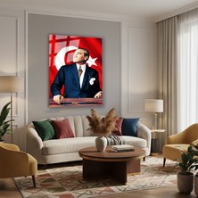 Tablonhazır Dikey Cam Tablo Salon Duvar Tablosu Dikey Cam Cam Ata 016 Yeni Ev Hediyesi Ofis Tablosu