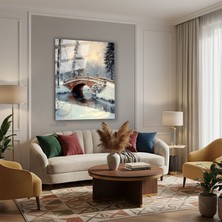 Tablonhazır Dikey Cam Tablo Salon Duvar Tablosu Dikey Cam Karli Kopru Yeni Ev Hediyesi Ofis Tablosu